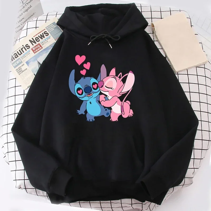 Lovely Pattern Fashion Male Sweatshirts Pocket Disney Stitch Cartoon Clothing Cozy Men Hoodies Autumn Winter Popular Pullover