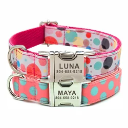 Personalized Pet Collar Custom Puppy Nameplate ID Tag Adjustable Buckle Strong Rainbow Bubble Free Engraving Collars Leash
