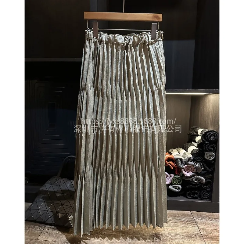 

Miyake плиссированная полуюбка 2025, элегантная однотонная простая плиссированная юбка Jupe, осенняя новая повседневная плиссированная юбка, женская женская одежда