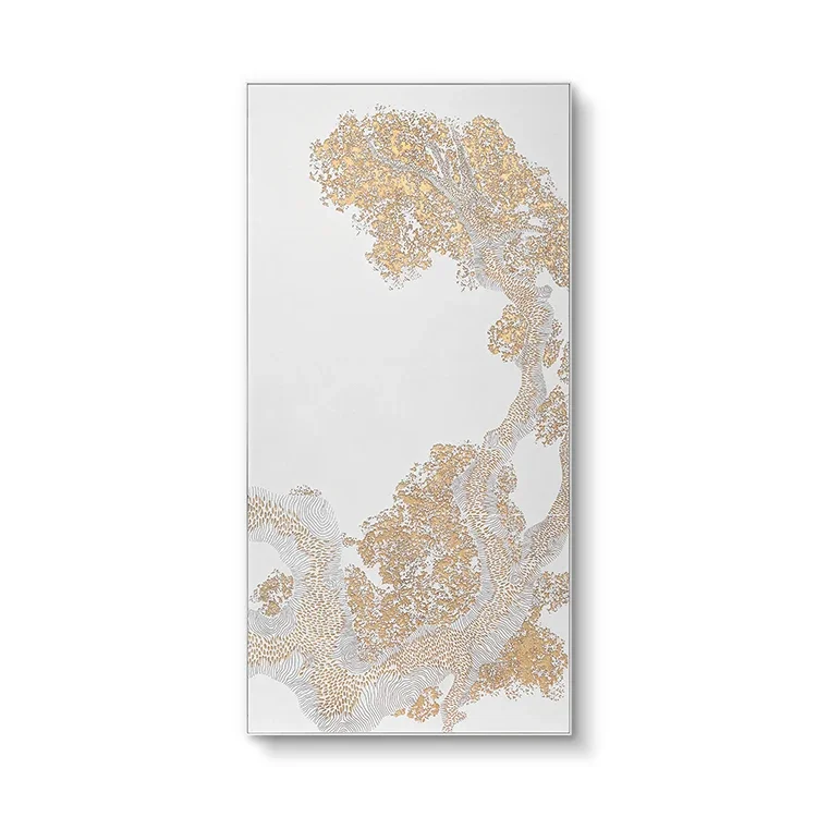 Ty Art Home Decoration Abstract Large Wooden Artwork Gold Leaf Gold Leaf Wall Art 3D Wood Carving Relief Painting