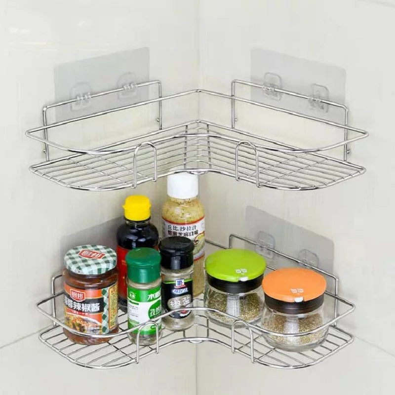 XINCHEN Stainless steel rack free punching bathroom kitchen bathroom toilet tripod storage rack drain bath towel hanging basket