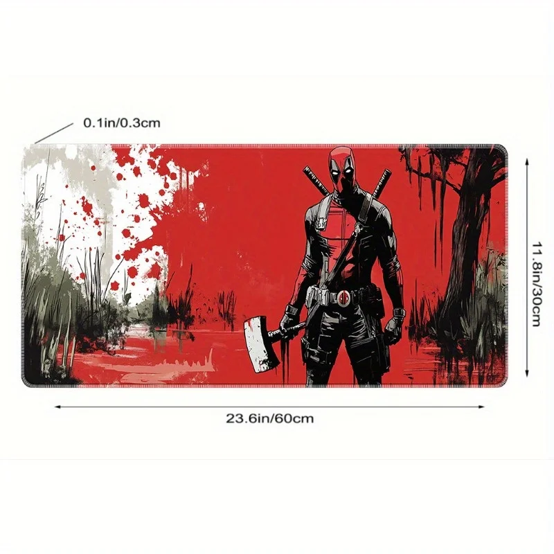 لوحة ماوس ألعاب Deadpool مرخصة رسميًا من MARVEL - سطح مطاطي عالي الجودة غير قابل للانزلاق، عمل فني أحمر وأسود نابض بالحياة مع Dy