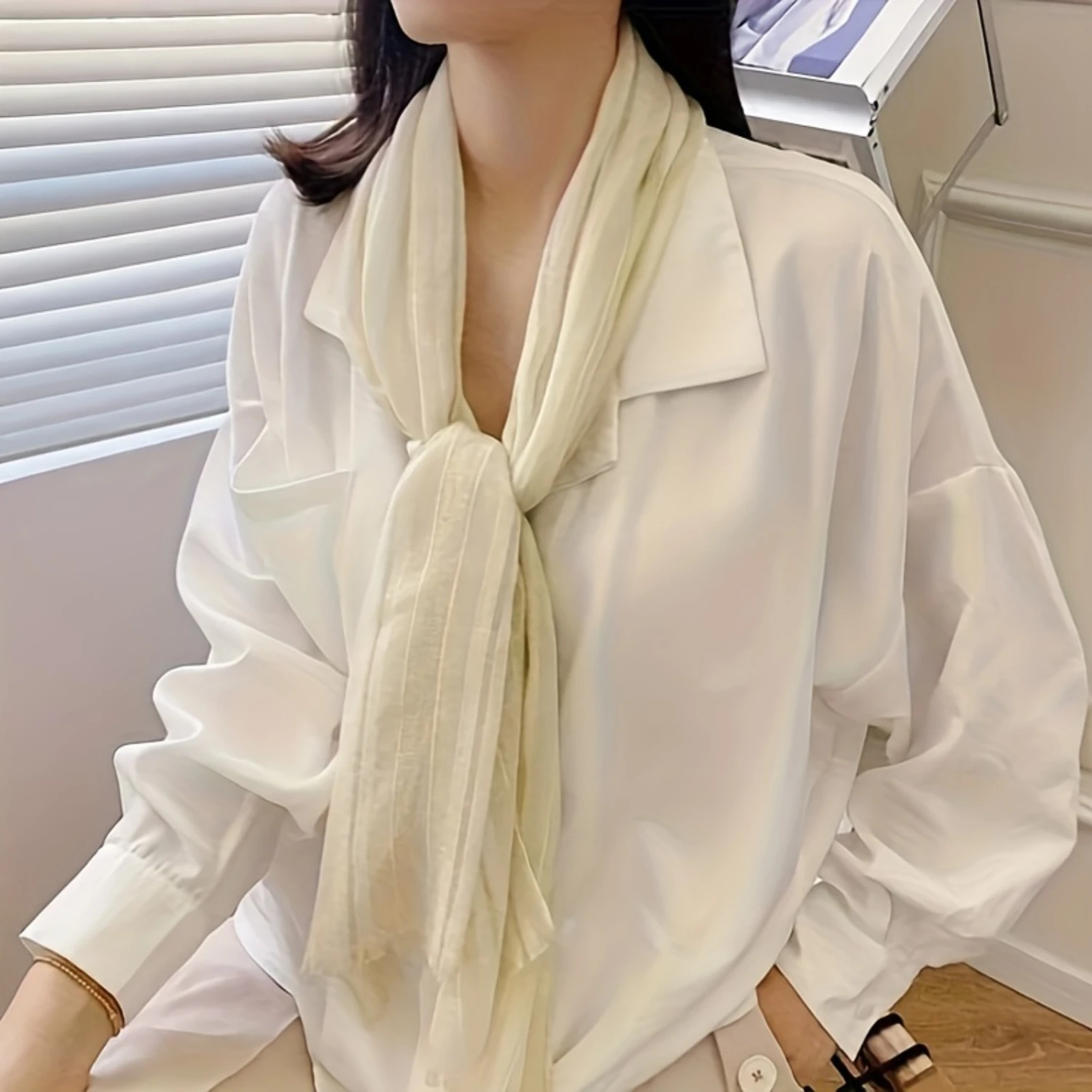 

Versatile Women's Thin Breathable Gauze Scarf: Solid Color Sunscreen Shawl, Spring Summer Windproof Style