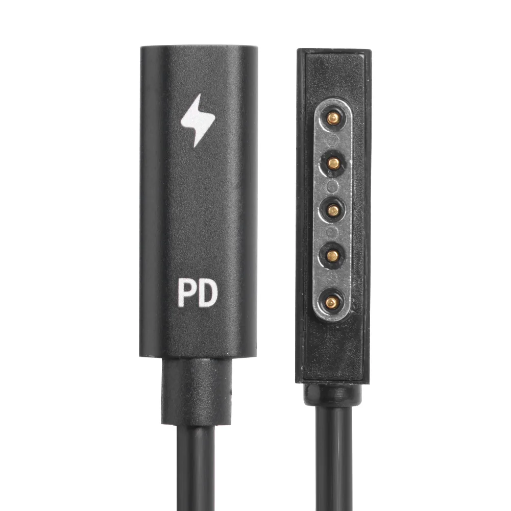 Adaptador do carregador do poder do PD do tipo C do USB, conversor, cabo de ligação da superfície, compatível com Microsoft Surface Pro 2, 65W