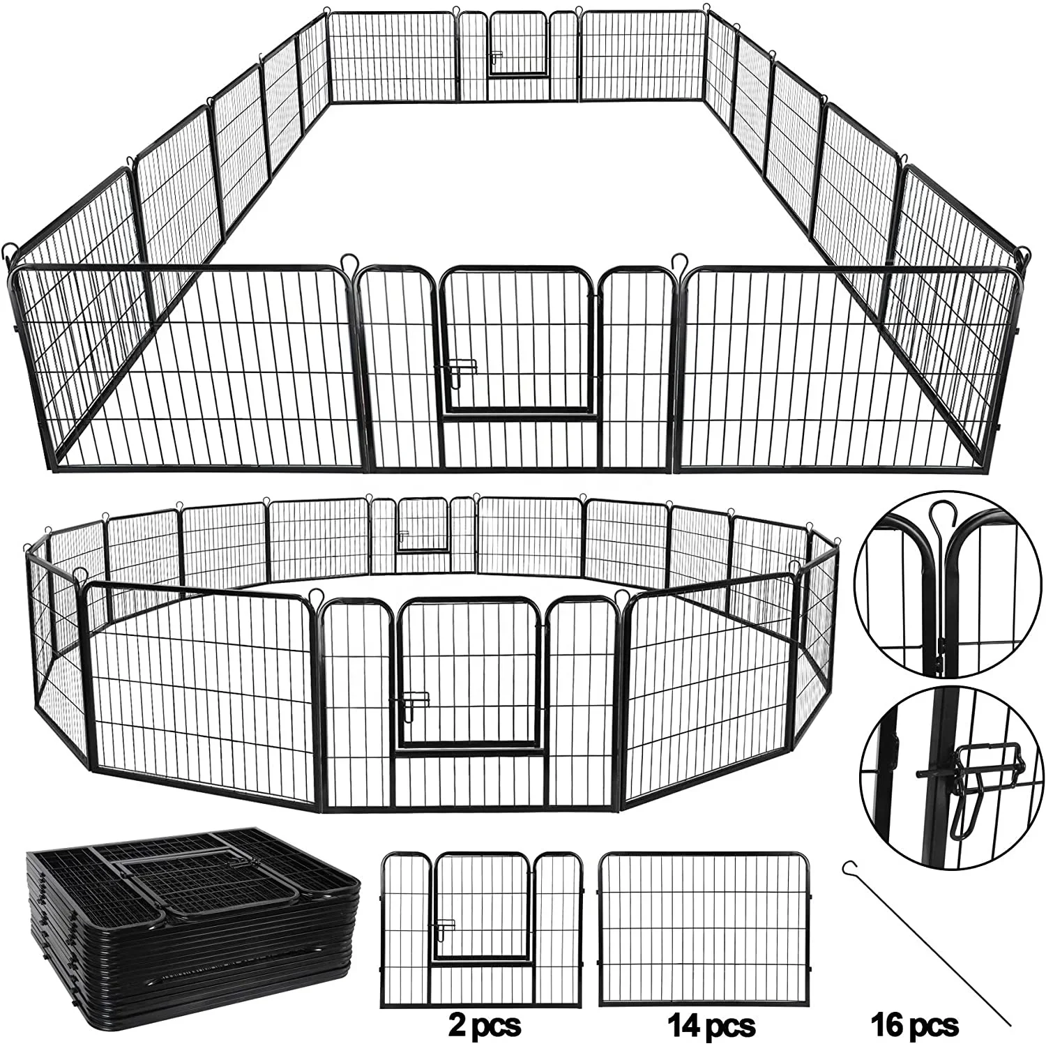 Foldable Metal Exercise Pen & Pet Playpen Puppy Cat Exercise Pet Fence  Indoor Outdoor Pet Barrier