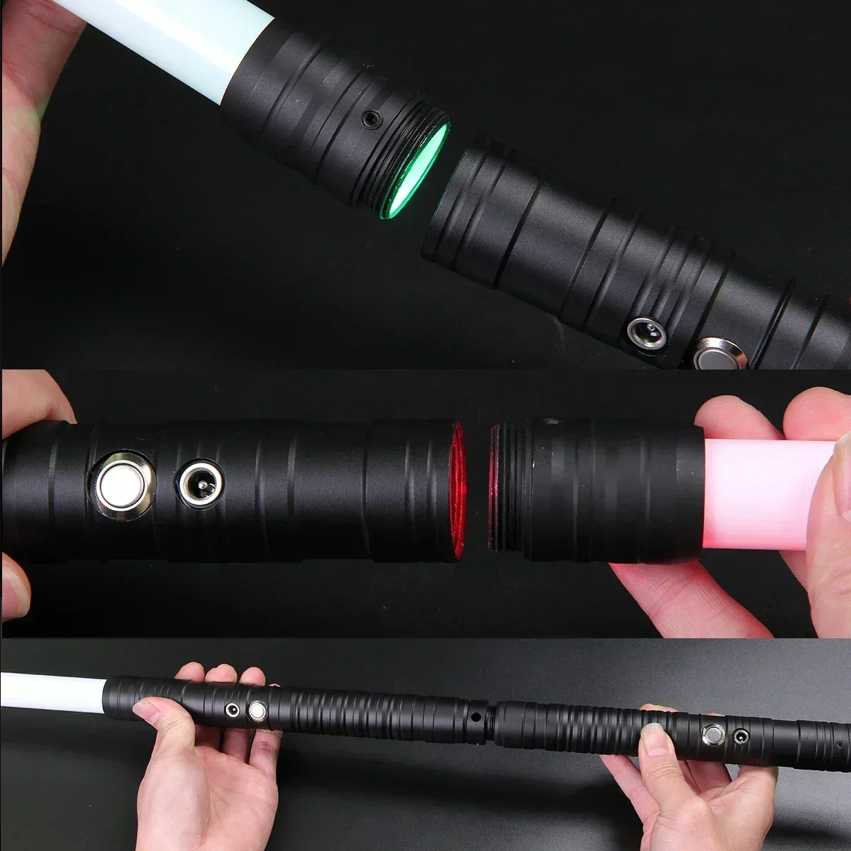 WW مزدوج الحواف السيف الضوئي 14 ألوان تغيير ضوء ساب السيف اثنين في واحد للتحويل صابر الصوت مقبض معدني كامل تأثيري هدية r