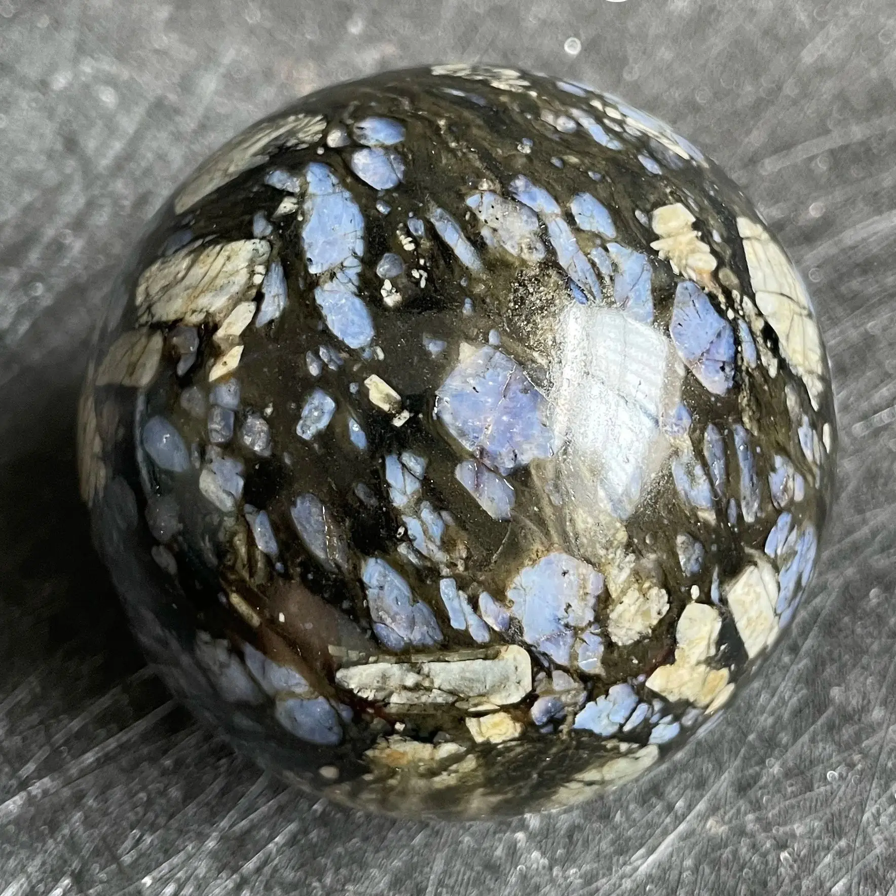 

Natural Stone Glaucophane Crystal Ball Blue Energy Quartz Sphere Polished Rock Reiki Healing Gift Decor