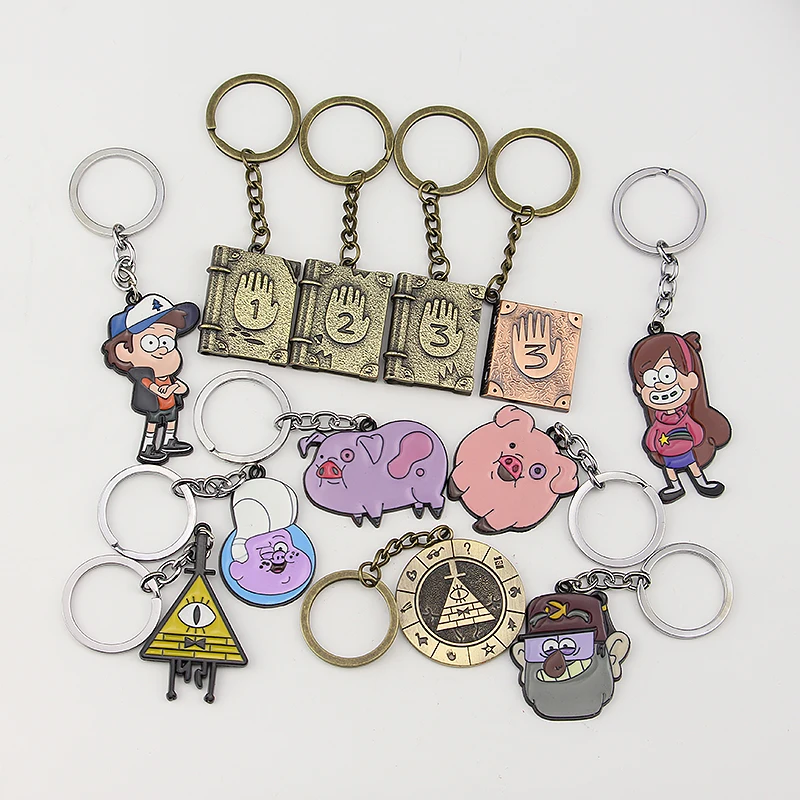 Anime Gravity Falls Cipher Keyring Mysterious Town Stanley Pines Dipper Mabel Zodiac Journal Metal Enamel Keychain Toy Jewelry