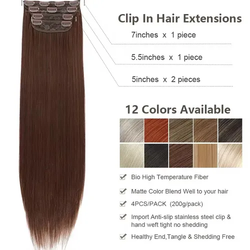 Imagen 2 del producto Magicae 24 pulgadas 200G Clip recto en extensiones de cabello rubio 27/613 Ombre marrón 4 unids/pack Natural Bio humano-como alta temperatura