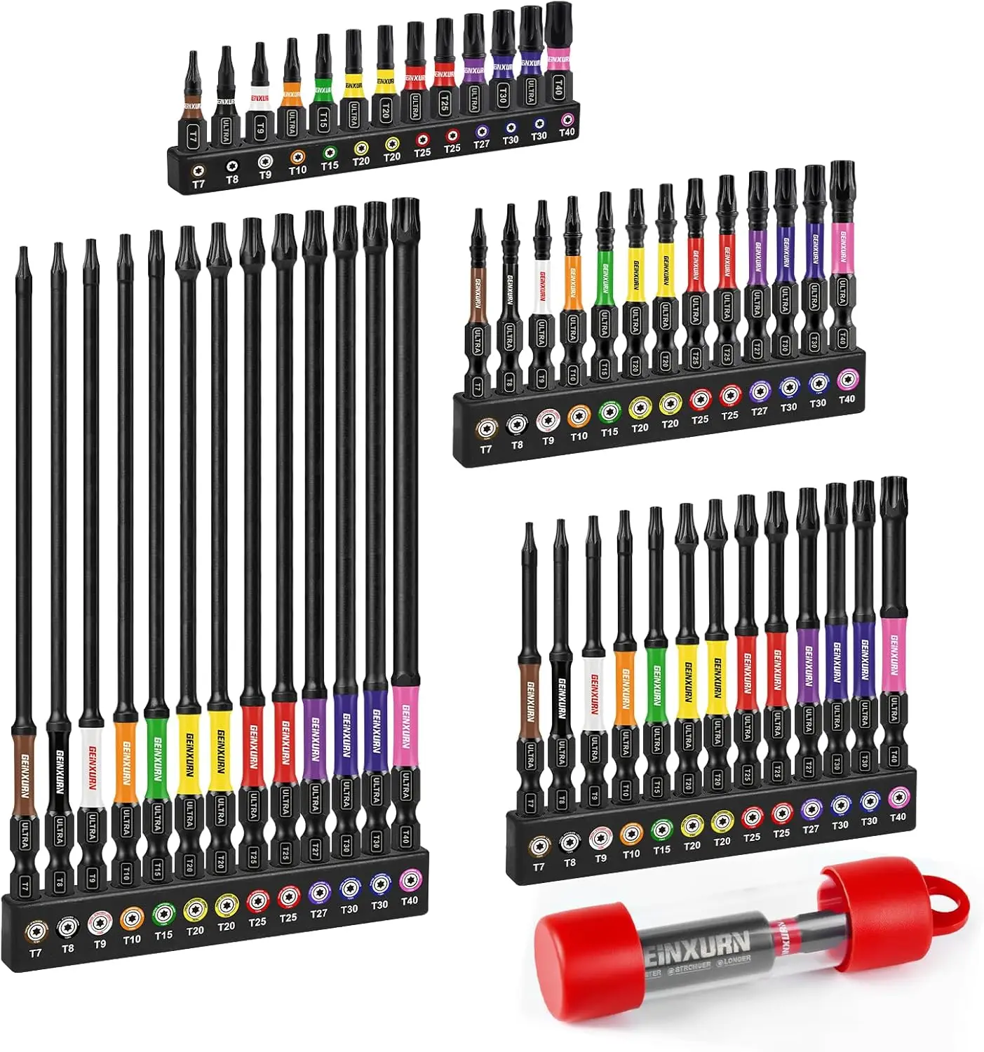 

52Pcs Magnetic Torx Screwdriver Bits Set T7-T40 S2 Steel with Extensions and Holder