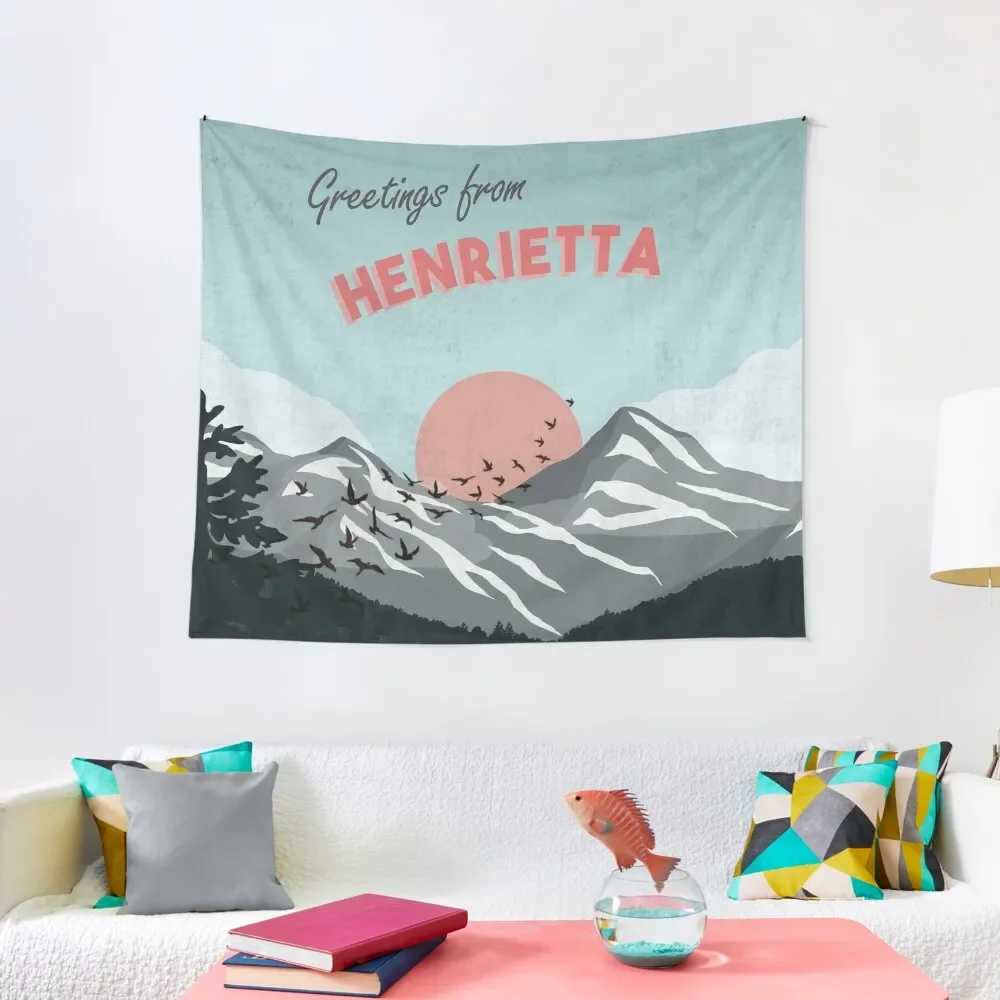 

Greetings from Henrietta Postcard Art Tapestry Outdoor Decor Carpet Wall Decoration Home House Decorations Tapestry