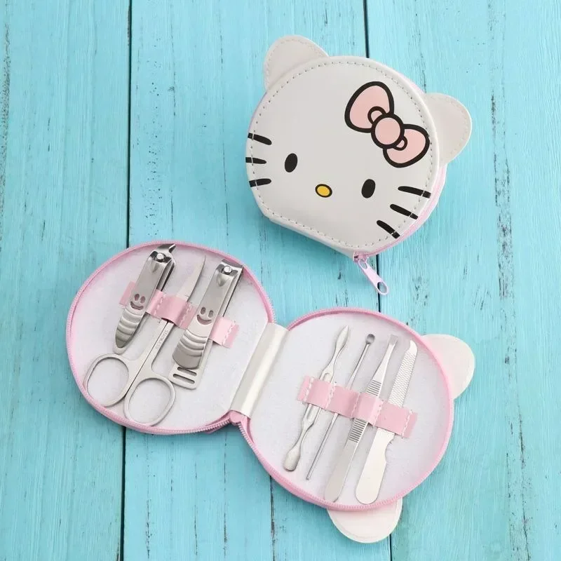 Hello Kitty Nail Clipper Set Mini Cartoon Cute Kawaii Dormitory Student Nail Scissors Girly Heart Nail Art Tools Wholesale