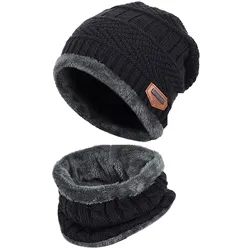 Gorro cálido de invierno, conjunto de guantes y bufanda, gorro de punto cálido Unisex para invierno, guante para el cuello para hombres y mujeres