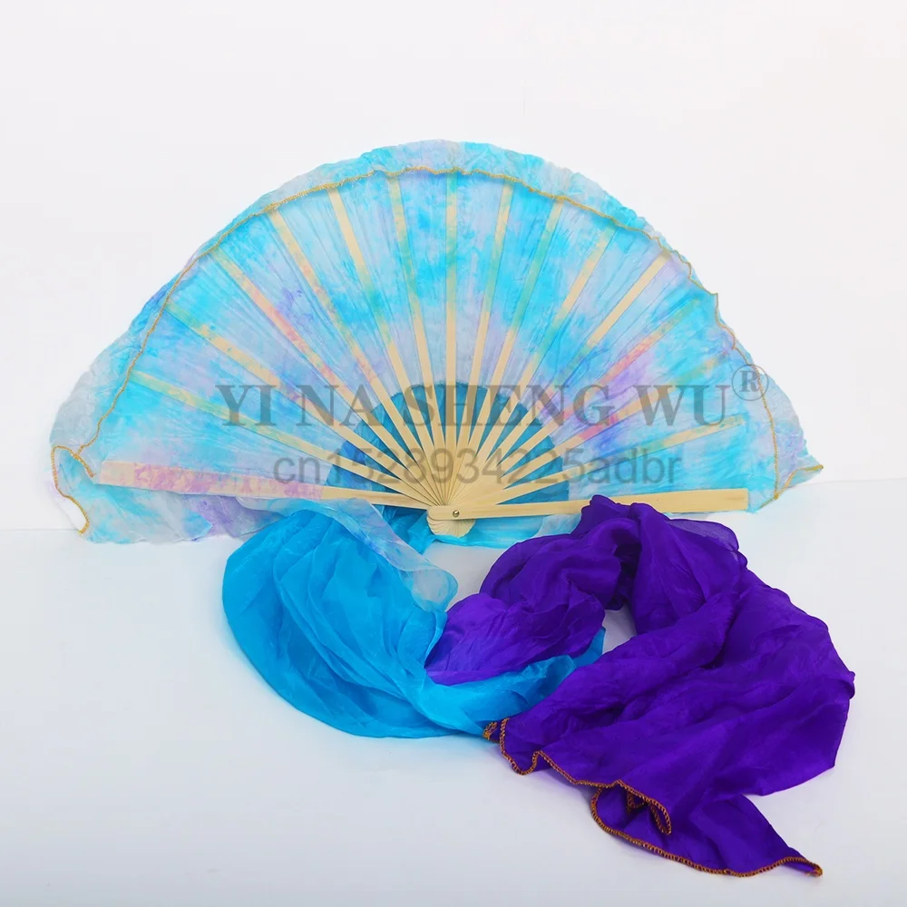 1 زوج التعادل صبغ الحرير الحجاب الرقص الشرقي ممارسة المنافسة الدعائم عرض مسرحي زي ملحق اليد صبغ فلوي اضافية طويلة المشجعين 1 زوج