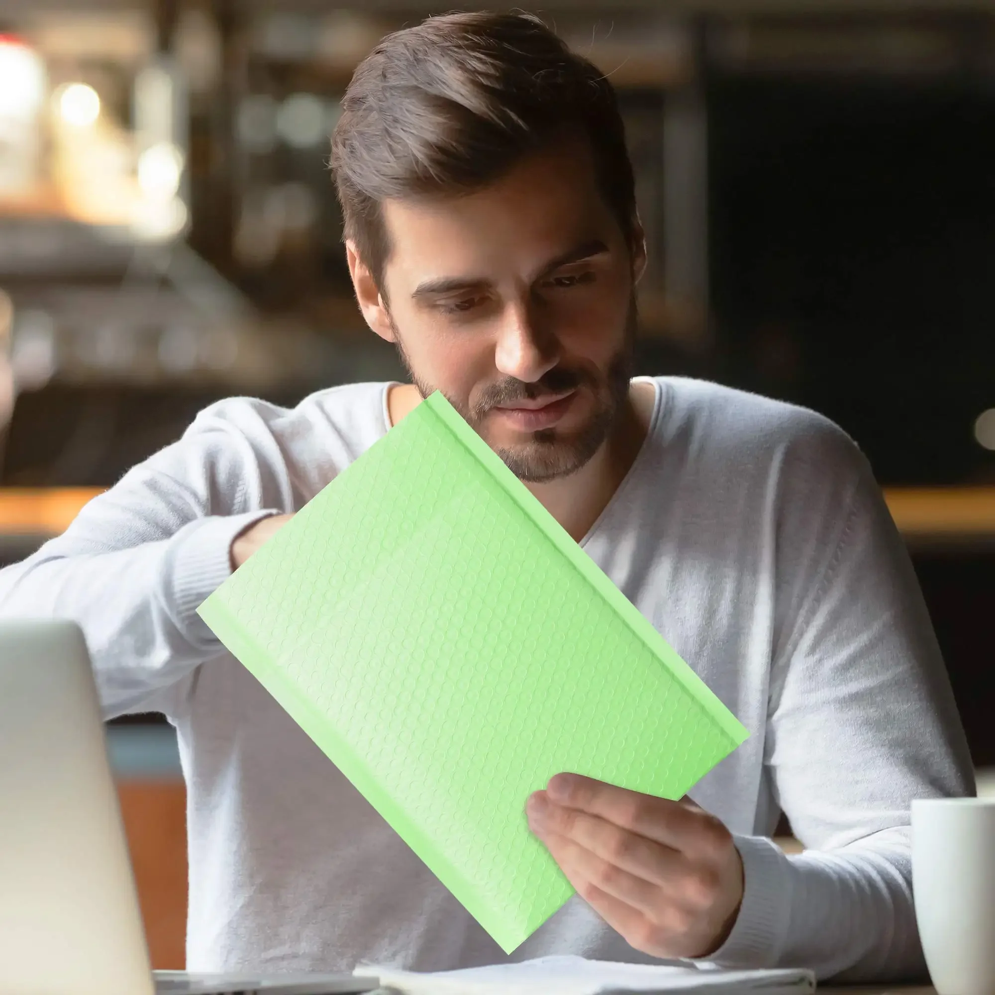 Sobres acolchados de burbuja Verde menta, autosellados sobres de correo, sobres de envío, embalaje para negocios, 100 piezas