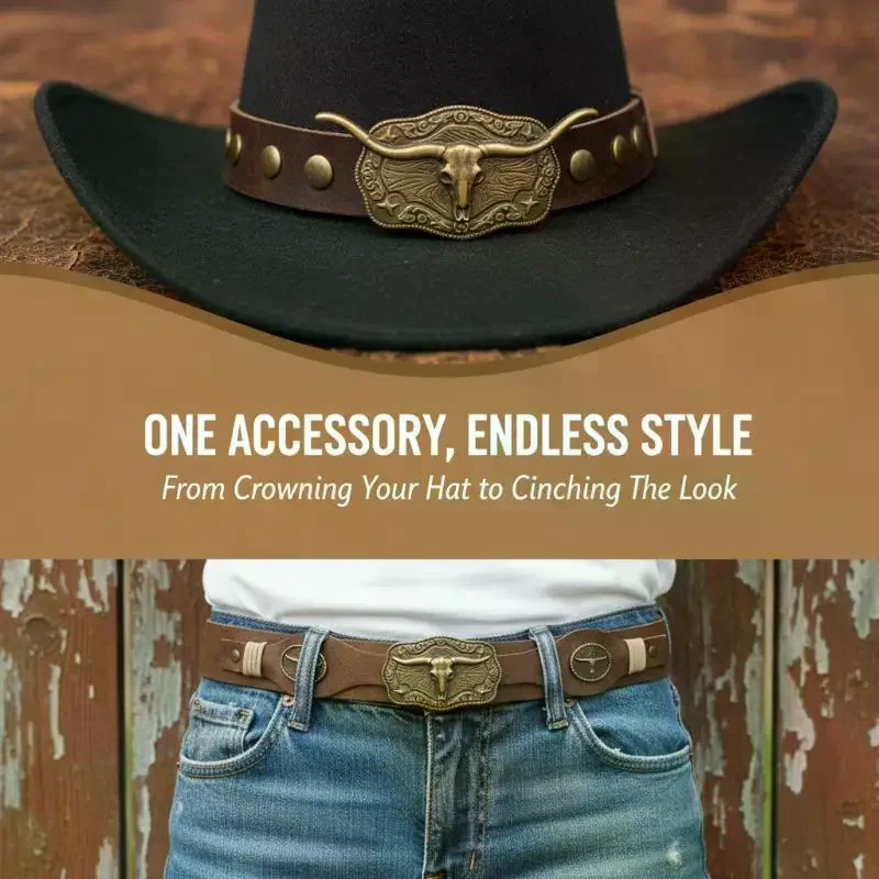 2026 New Band Bullhead Handmade Rope Hat Ethnic Knitted Belt Lace-up Headband Waist Decorations Men's Women's Hats Accessories