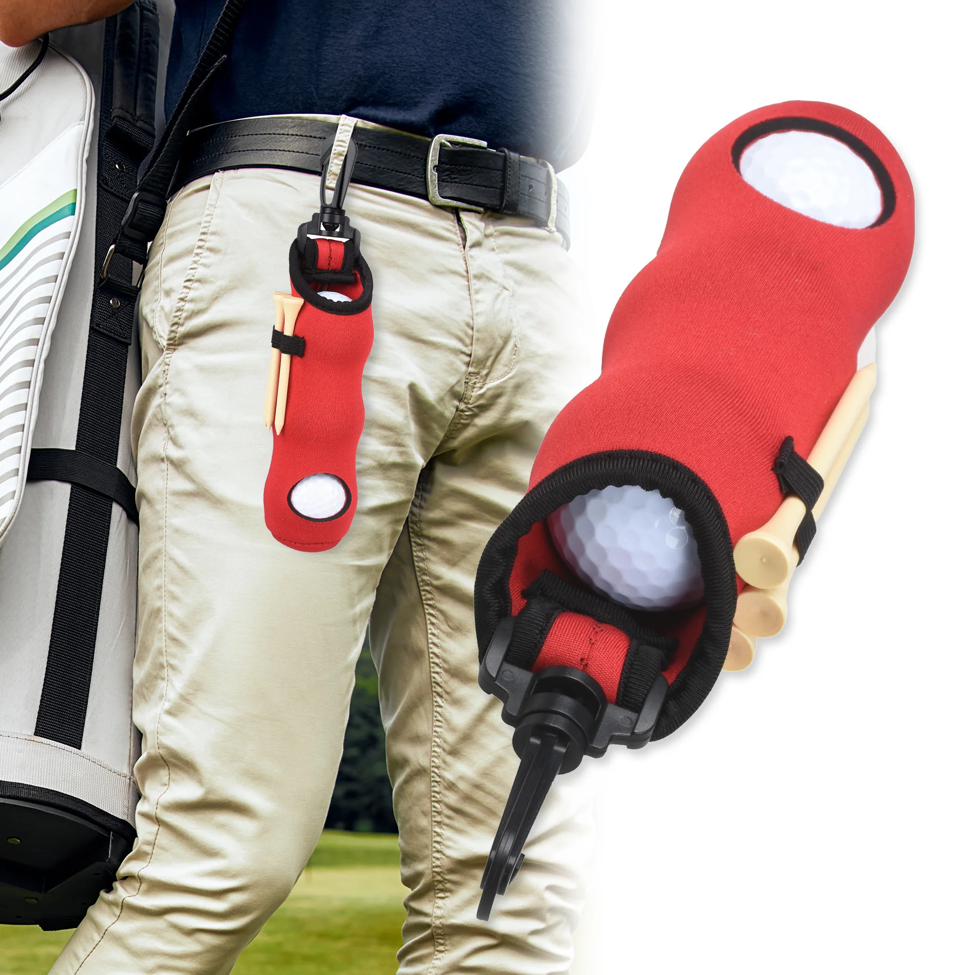 Golf Tee Halter Neopren Golf Ball Tragetasche Tasche Golf Ball Halter Schlüsselbund Gürtel Clip Golf Geschenke Zubehör