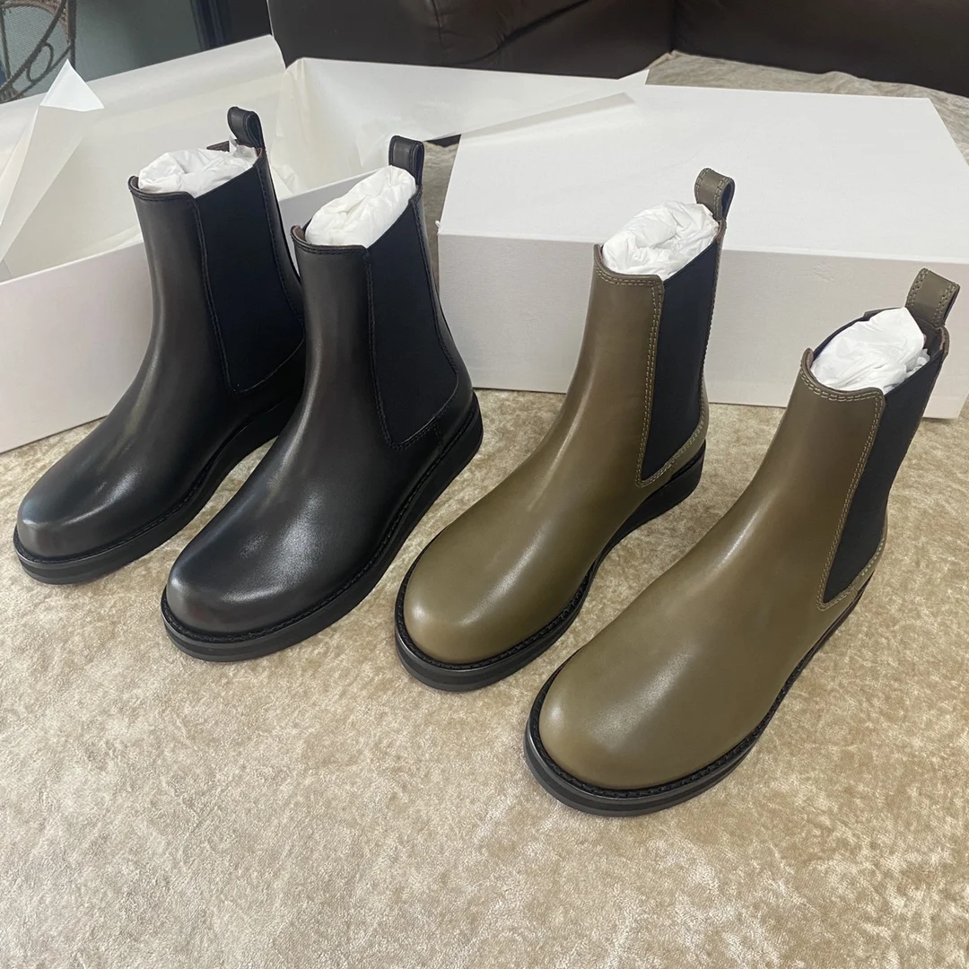 High Quality Italian Imported Calfskin Chelsea Boots Women Shoes