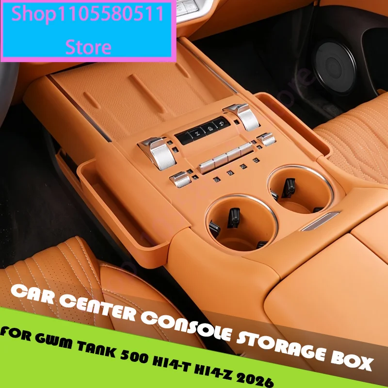 Car Center Console Storage Box Fit for GWM Tank 500 Hi4-T Hi4-Z 2026 Auto Center Console Half Package Silicone Pad Upgrade Parts