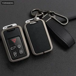 Zinc Alloy + PU Leather Car Key Case Cover For Volvo XC60 V60 S60 S80 XC70 V40 5 6 Buttons Remote Key Protection Holder Shell