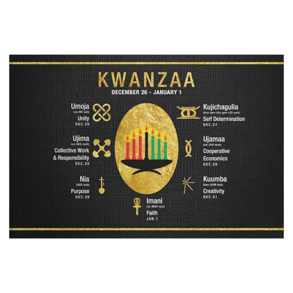 Princípios de Kwanzaa (Nguzo Saba) Quebra-cabeça preto e dourado Presente personalizado Presentes personalizados Quebra-cabeça personalizado para crianças