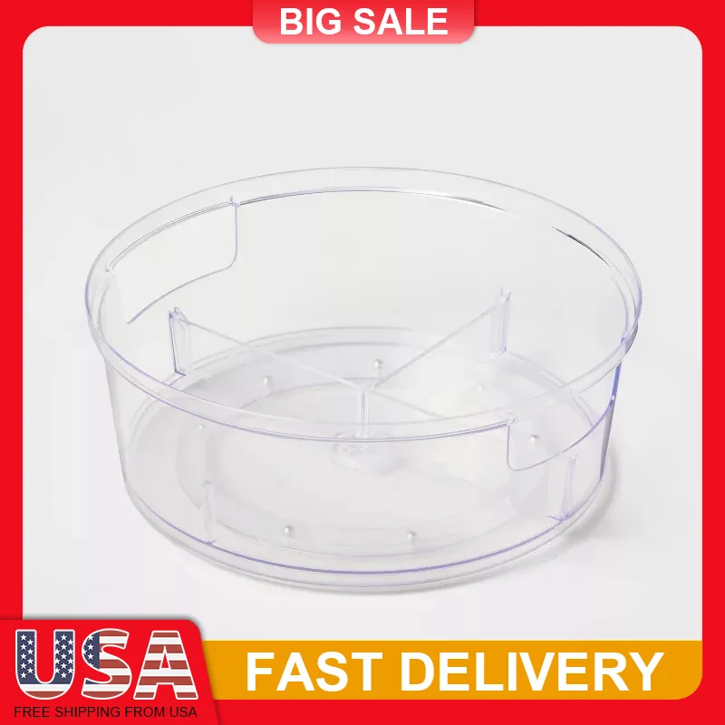 

Lazy Susan Turntable 11 Inch Clear Plastic Spice Organizer for Pantry Cabinet Fridge Non Slip Rotating Shelf Space Saver
