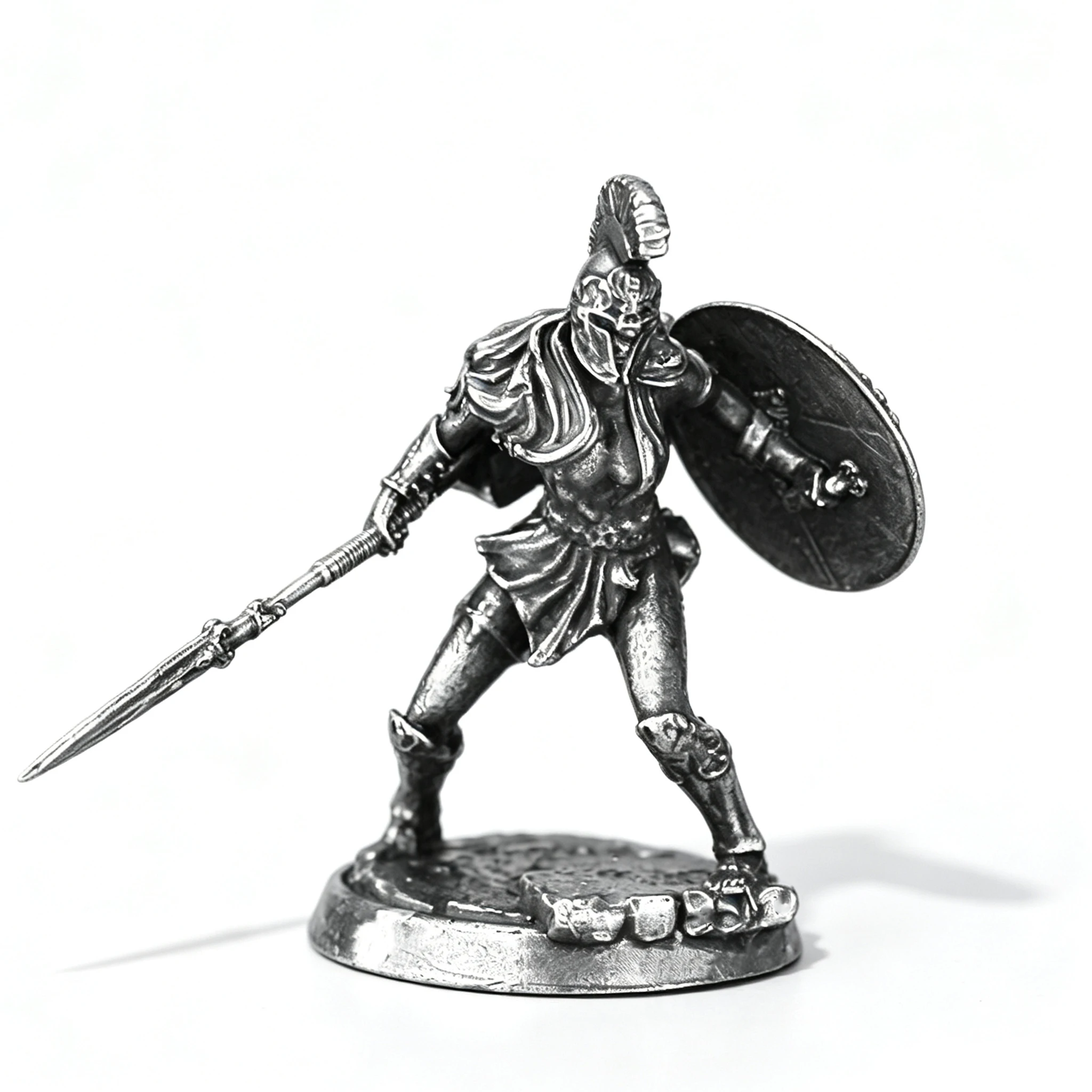 Metal military ancient Greek small soldier figurine toy chess piece display tabletop game collectible historical soldier view 3