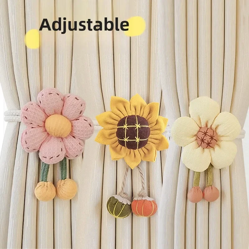 Flower curtain bundle with a pair of simple and cute creative curtain decoration strap storage rope