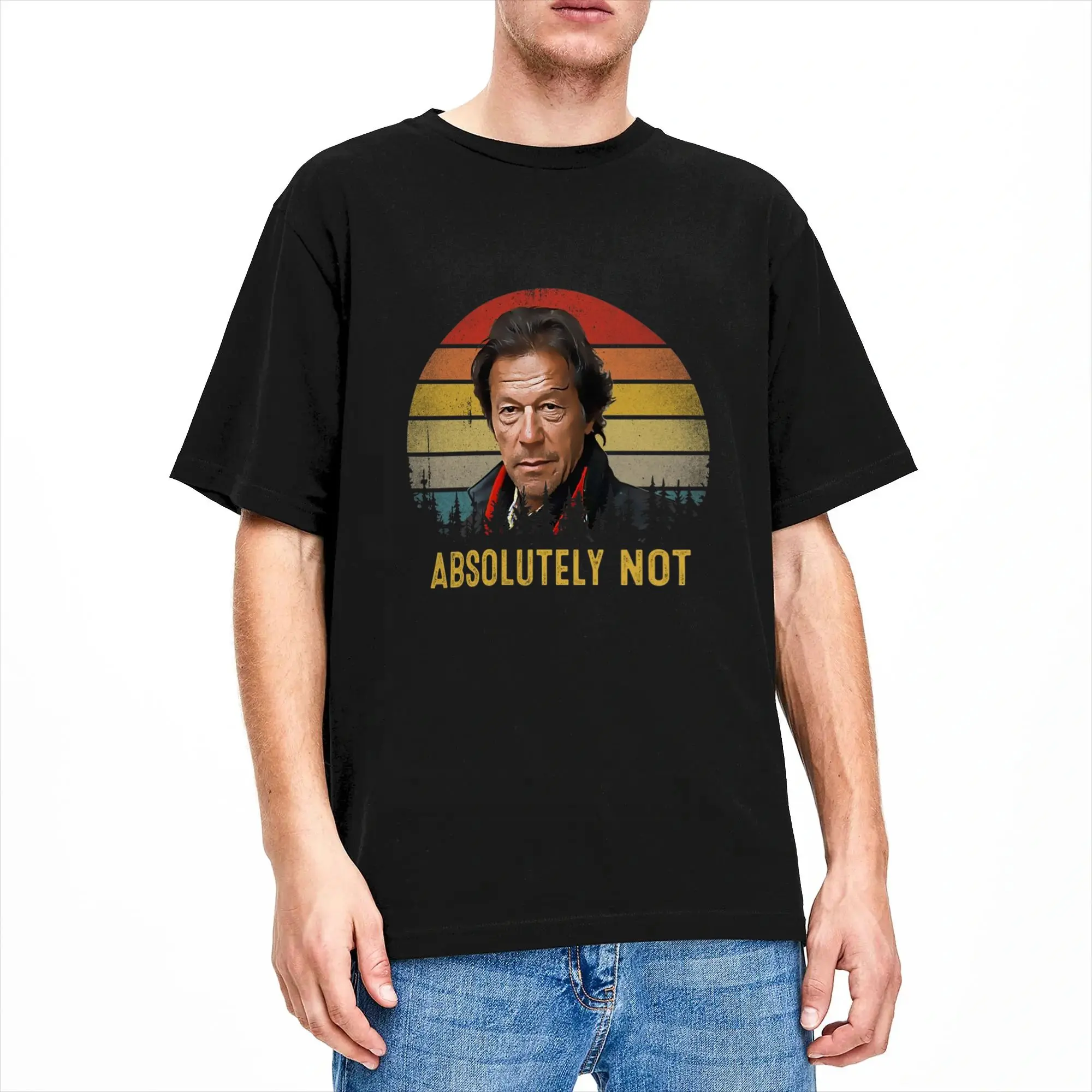 Imran Khan Absolutely Not Pti Pakistan Prime Minister Men's T Shirt Tees Short Sleeve Crew Neck T-Shirts Cotton Clothing