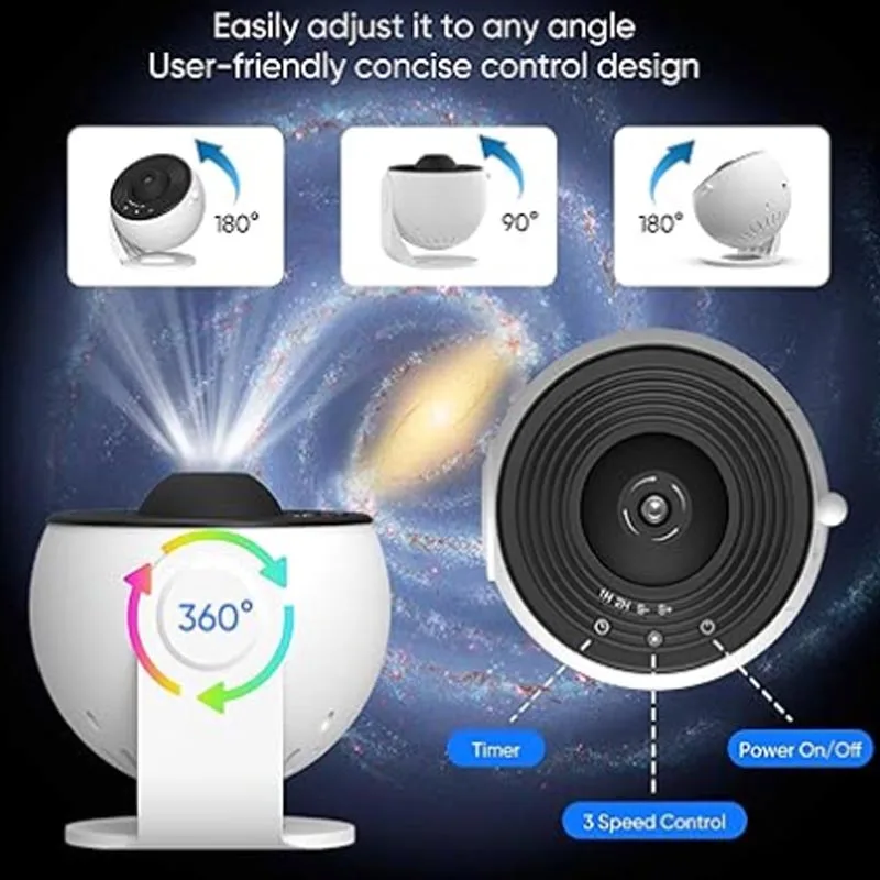 13-in-1 Ultra-Clear Galaxy Projector Light with 3-Button Control + 30-Minute Timer | Ambient Light for Home Theaters & Game Room