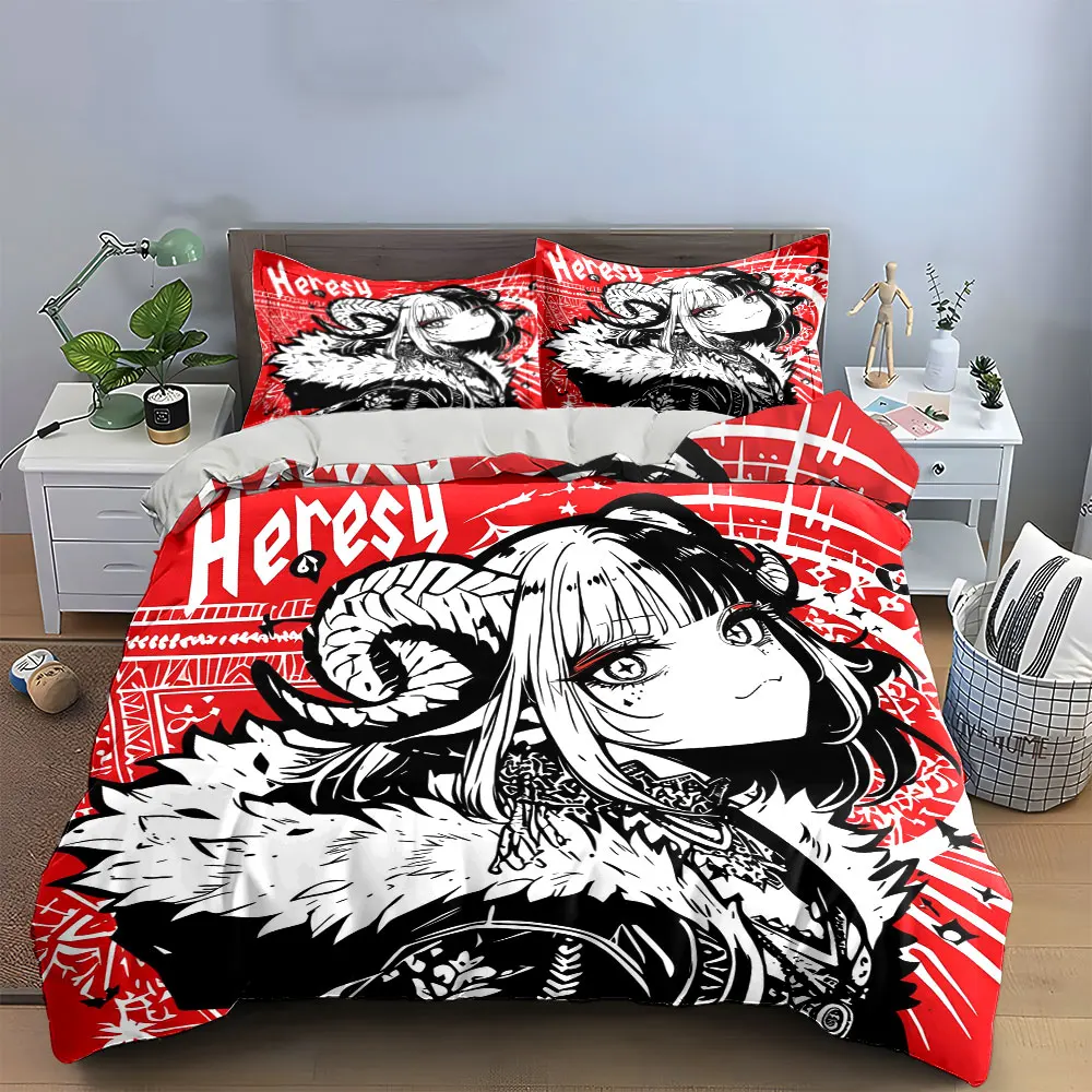 Abstract Demon Art Set - Decor Bedding Set with 1 Duvet Cover 2 Pillowcases Single Double King Queen, Gift