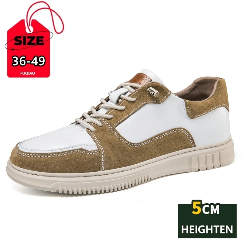 Zapatos con alzas de talla grande para hombre y mujer, zapatillas deportivas con aumento de altura, de cuero genuino, informales, de alta calidad, para verano/invierno