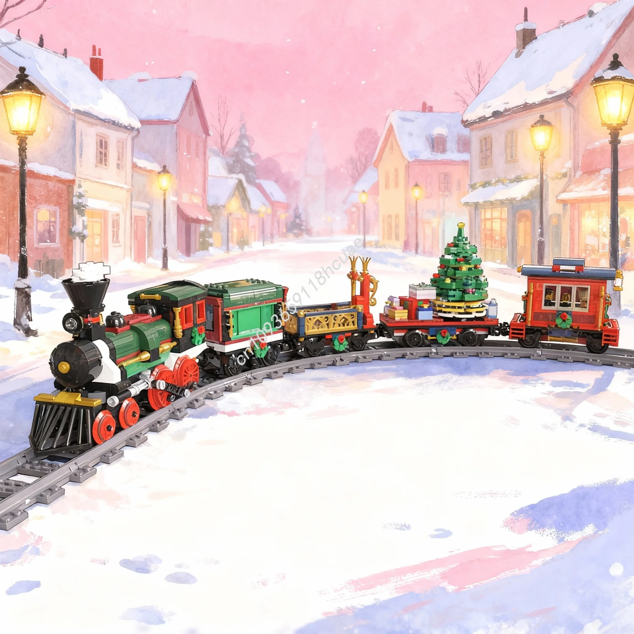 

1084 детали MOC: Моторизованный и улучшенный рождественский поезд — конструктор, развивающий набор для сборки, идея для подарка, обучающие кирпичики DIY