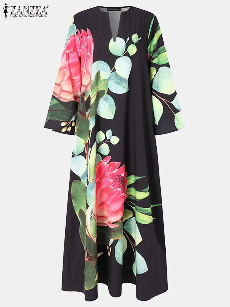 2023 ZANZEA primavera manica lunga abiti stampati abito lungo floreale bohémien abito estivo da donna abito da festa abiti da festa Femme