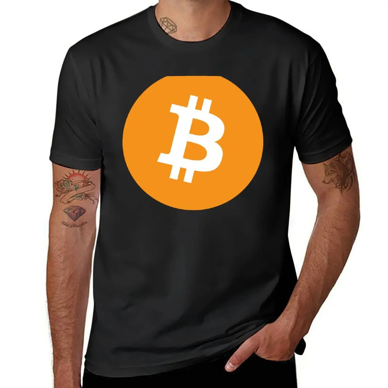 Bitcoin logotipo laranja criptomoeda comerciante mineiro das mulheres dos homens camiseta camisa personalizada anime roupas dos homens campeão t camisas