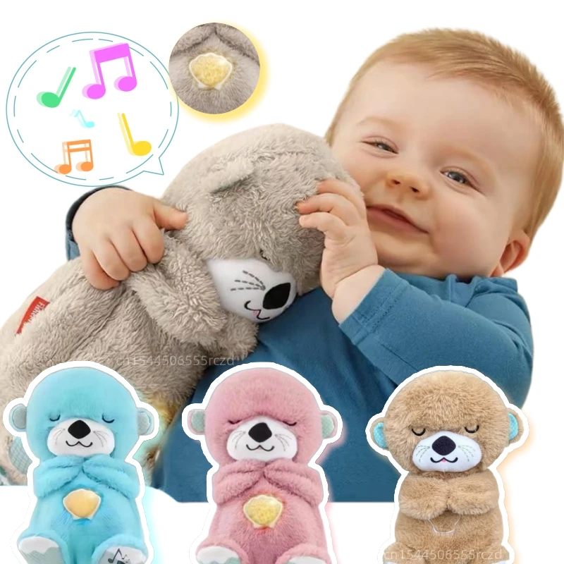 Breath Baby Bear Soothes Koala Otter Plush Toy Doll Toy Child Soothing Music Sleep Companion Sound And Light Doll Toy Gifts