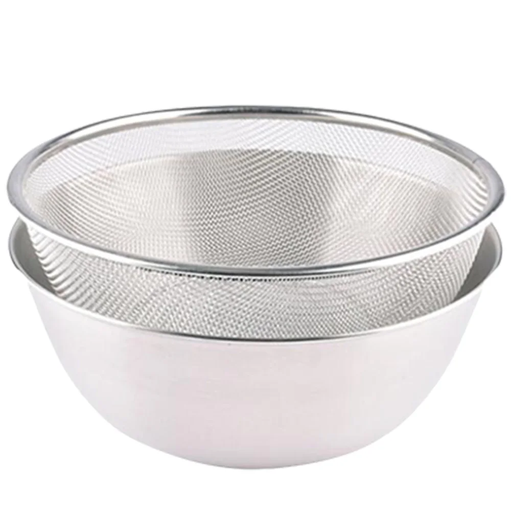 

Stainless Steel Drain Basket Set Dual Layer Kitchen Colander Rice Salad Bowl Filter Storage Organizer