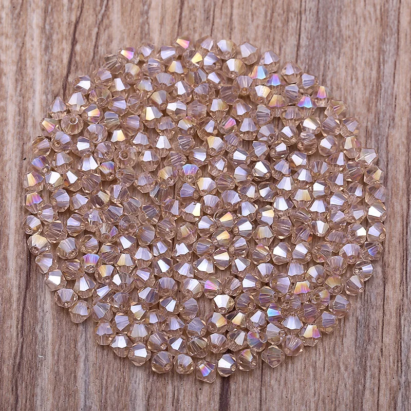 300 Stück exquisite 4 mm Doppelkegel lose Kristallperlen für Schmuckherstellungszubehör 061-080