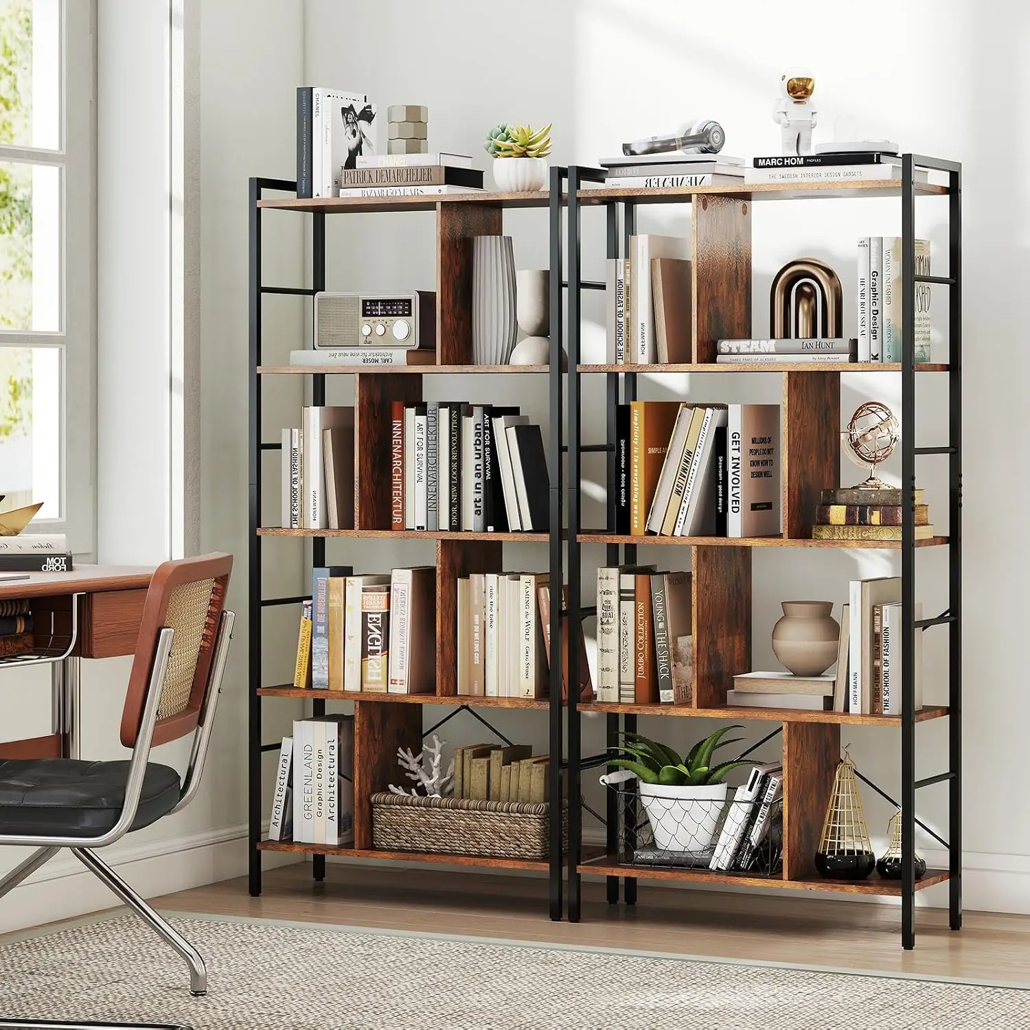 5-Tier Bookshelf Set Of 2, 61