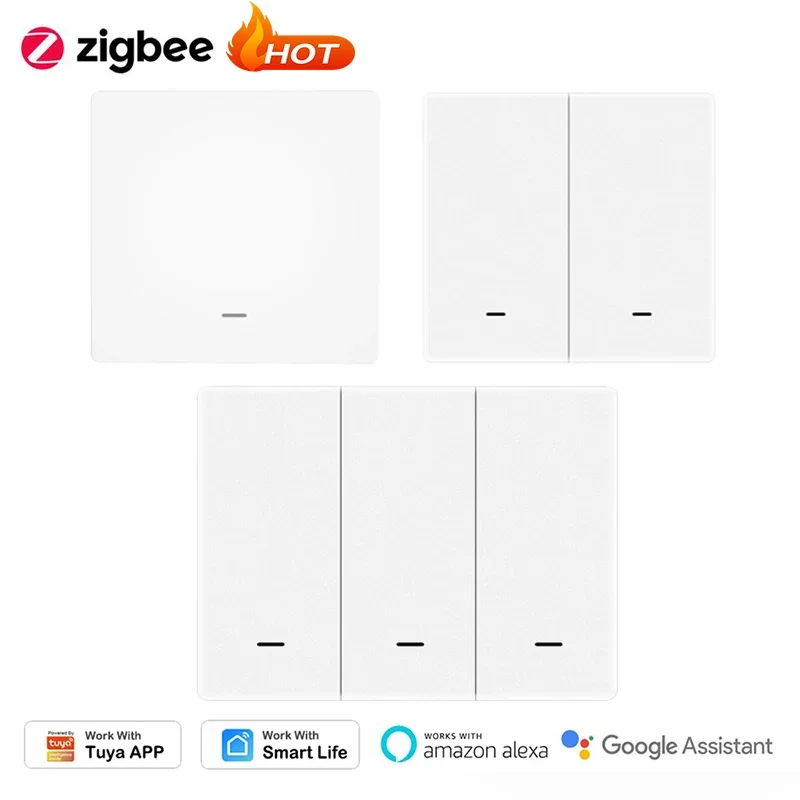 

ZigBee 1-3Gang Smart Scene Switch Кнопка, питание от батареи, автоматизация, приложение Tuya Smart Life, беспроводное управление Google Home Alexa