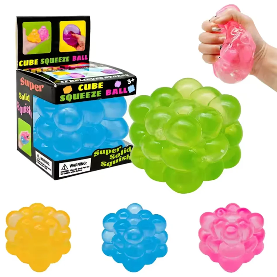 Colorful Soft and Glutinous Sensory Stress-relief Toy Cube Filled with Gel Stretchable Ball Soft Ice blind box Slow Rebound Gift
