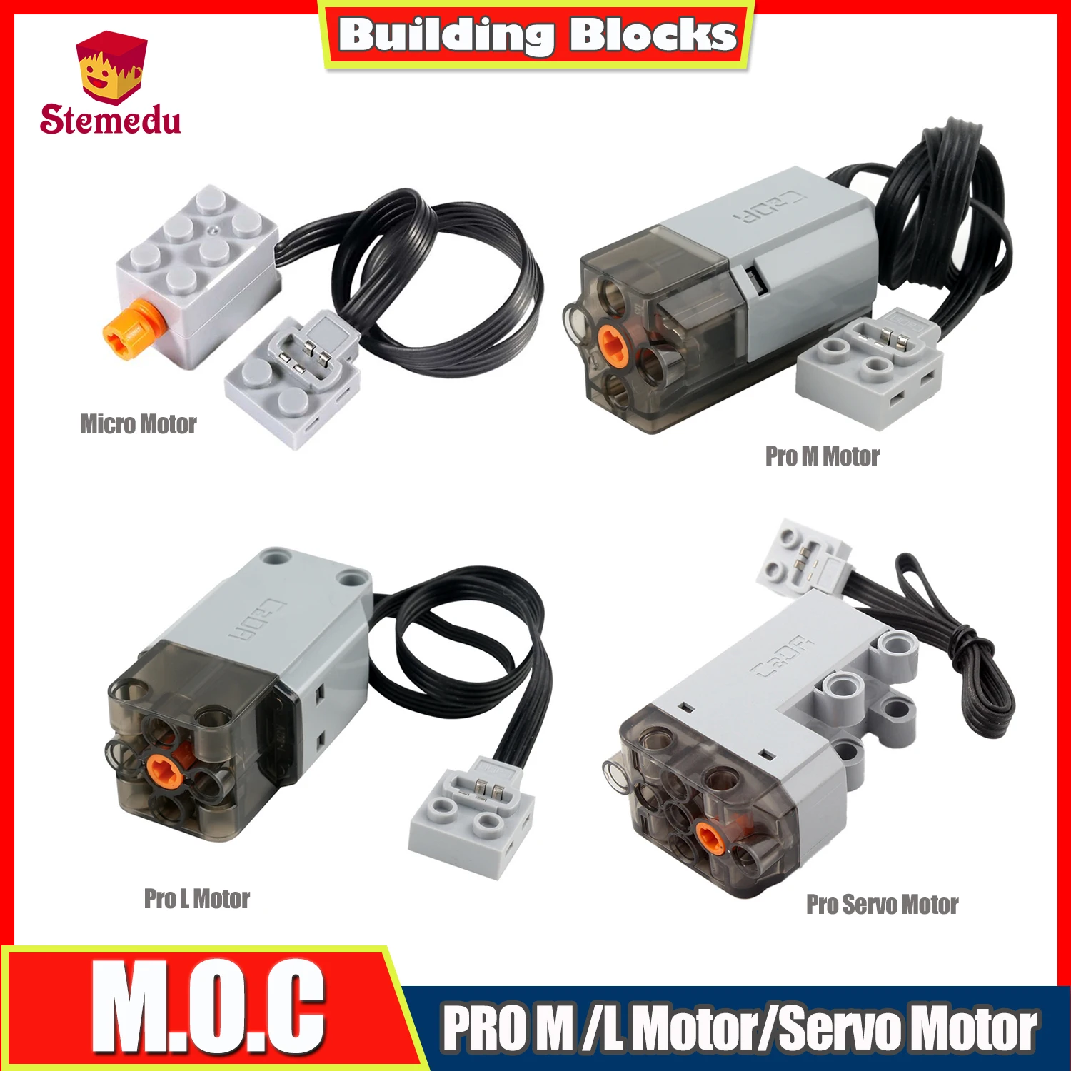 

MOC Power Servo Motors Pro Set (M/L Motor) - Compatible with LEGOeds Power Functions Upgrades, Technical Building Parts