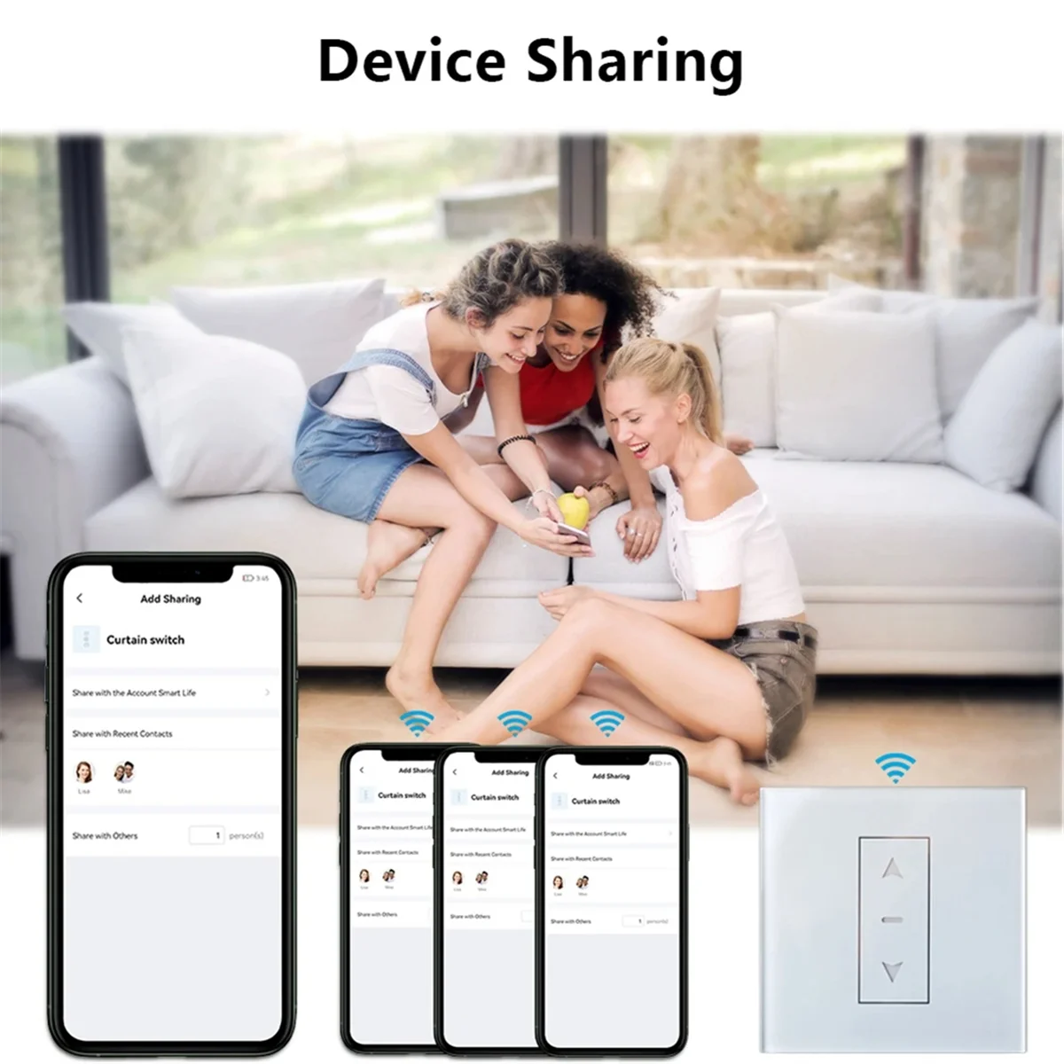 

2PCS Tuya WiFi Smart Touch Button Switch Connected Electric Curtains Blinds Roller Shutter for Alexa Home Siri US PlugHUG