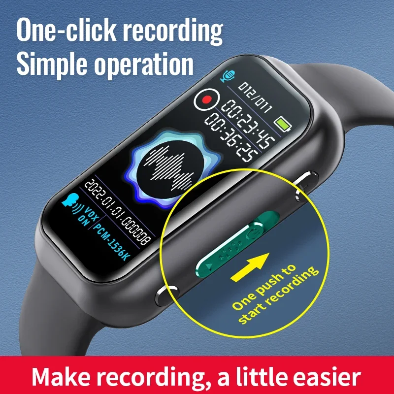 ساعة معصم مسجل صوت رقمي ذكي عالي الجودة احترافي لتقليل الضوضاء وتسجيل Timestamp تشغيل الموسيقى ومشغل Mp3