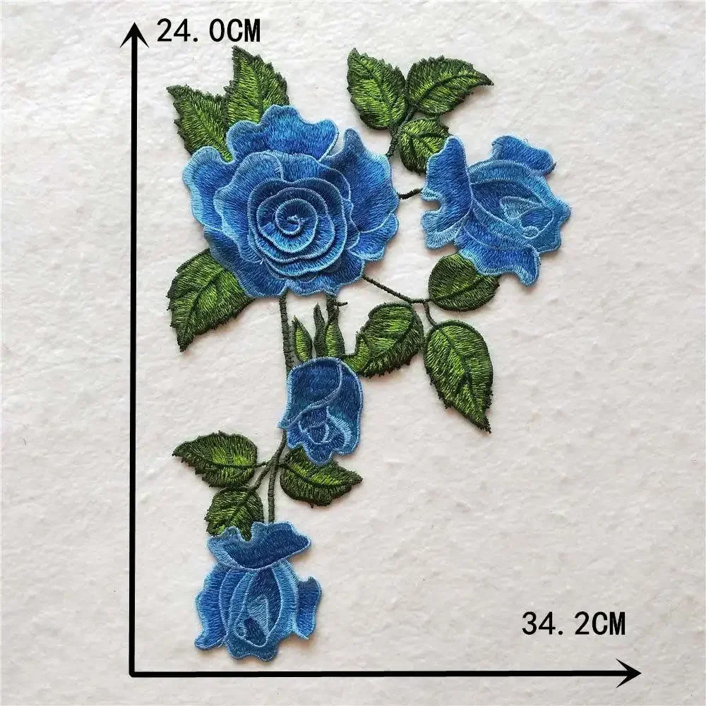 Rose flower embroidery clothing fake collar sewing chest applique fabric DIY craft supplies accessories 1 piece for sale