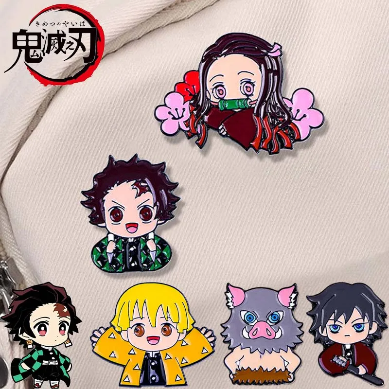 

Demon Slayer Anime Merchandise Brooch Metal Collection Enamel Pins Cartoon Character Brooch Lapel Badge Cute Jewelry Gifts New
