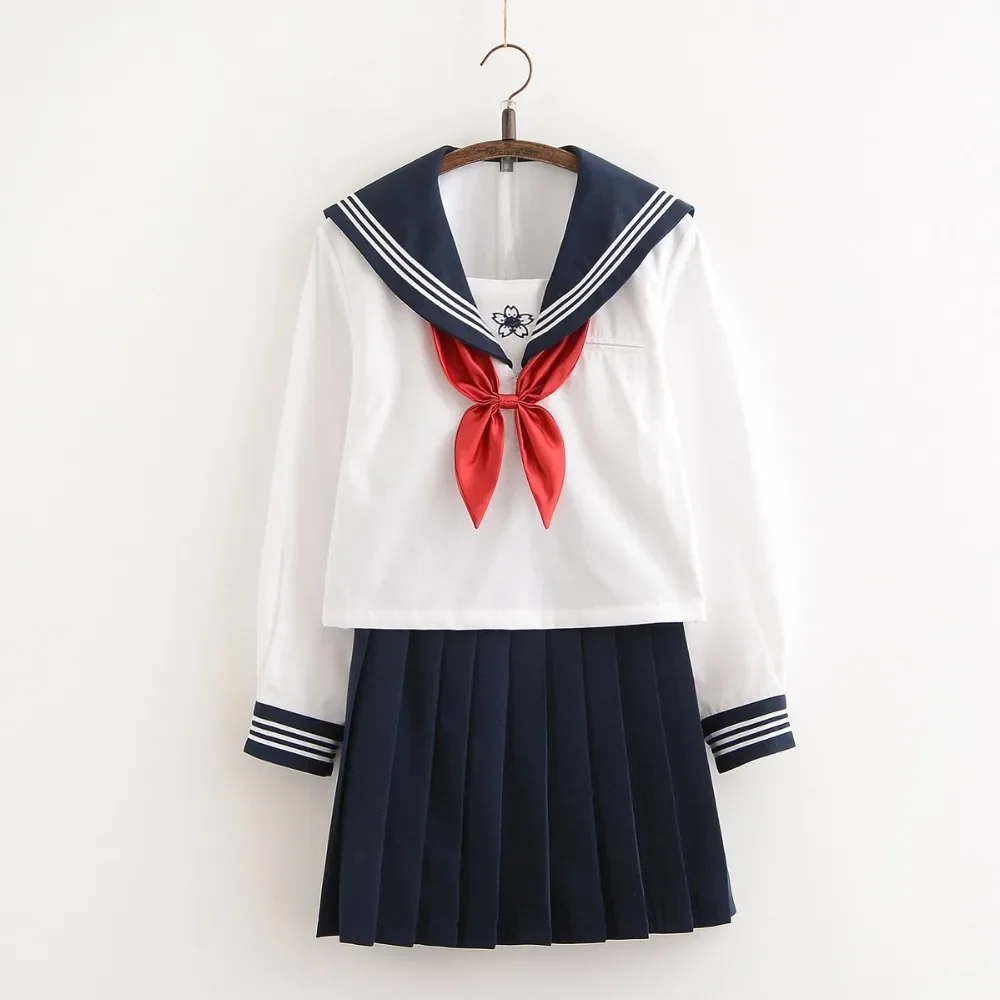 Jk Sets School Uniform Girls Sakura Embroideried Autumn High School Women Novelty Sailor Suits Uniforms Xxl