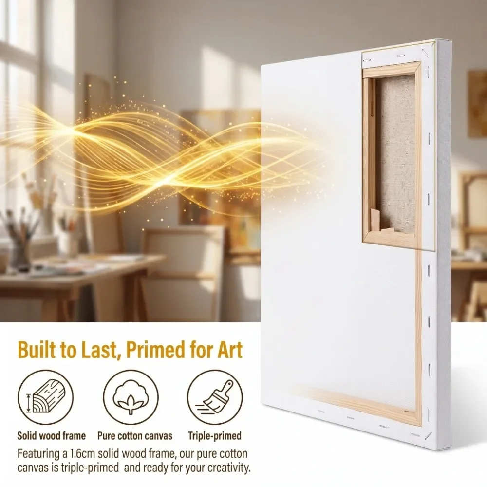 Pure Cotton Stretched Canvas 11.81×15.75in Taut Surface Fine Weave Canvas Fine Weave Painting Canvas Board Acrylic Creation
