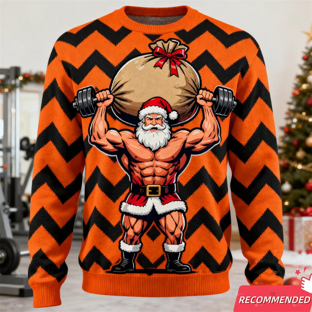 موضة جديدة سترة عيد الميلاد القبيحة للرجال الملابس Crewneck أنيمي سانتا كلوز القبيح عيد الميلاد البلوزات مضحك عيد الميلاد بلوزات