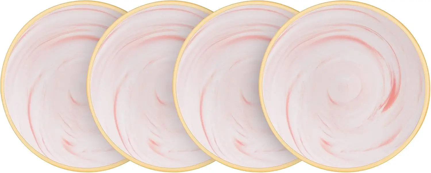 طقم عشاء فاين تشاينا أرتيزان رخامي 20 قطعة، وردي مع ذهبي